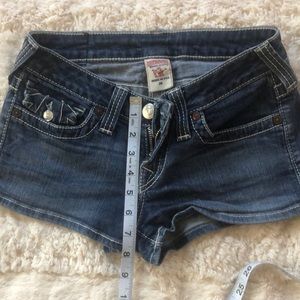 True Religion hemmed denim shorty short